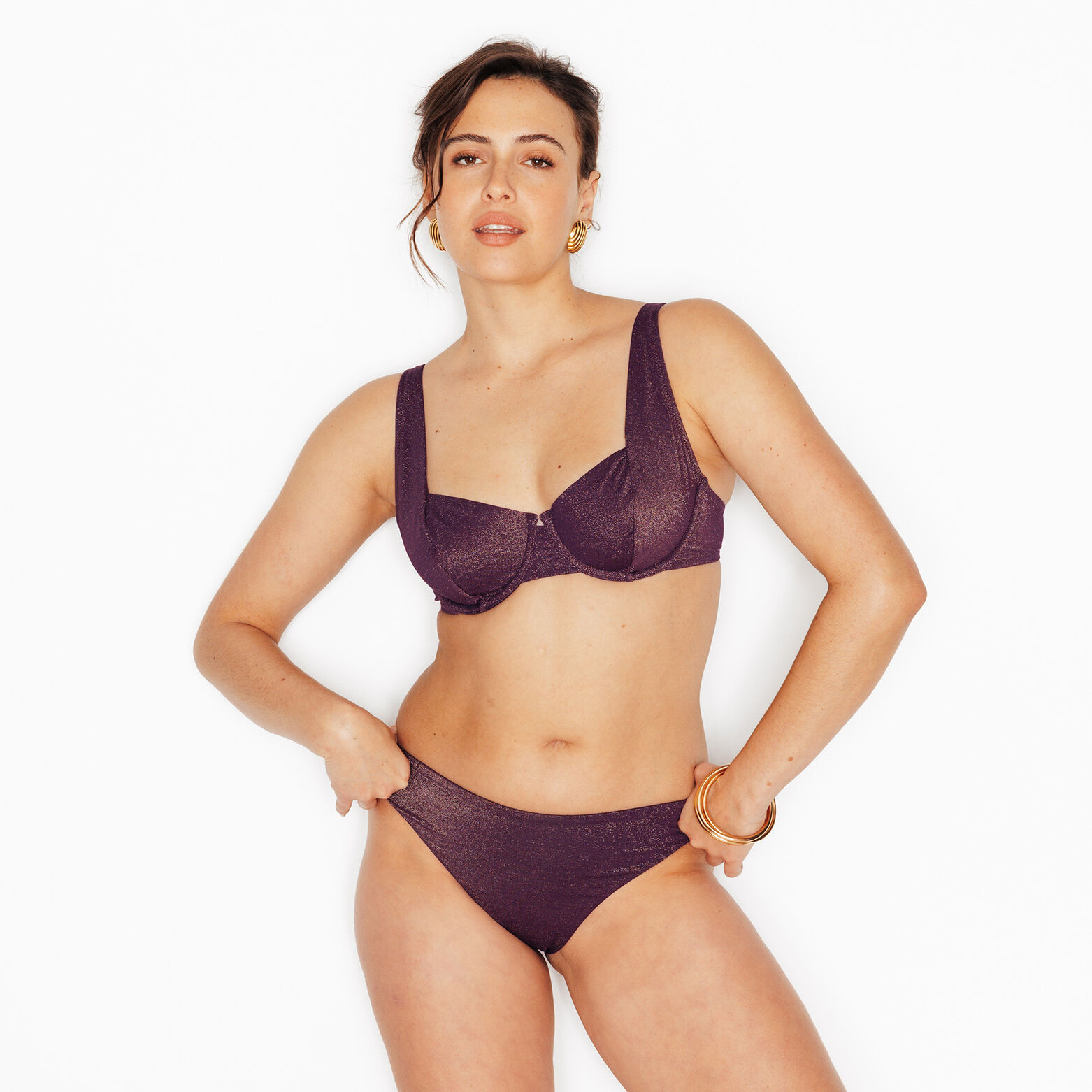 NESS MAILLOT DE BAIN TANGA PRUNE