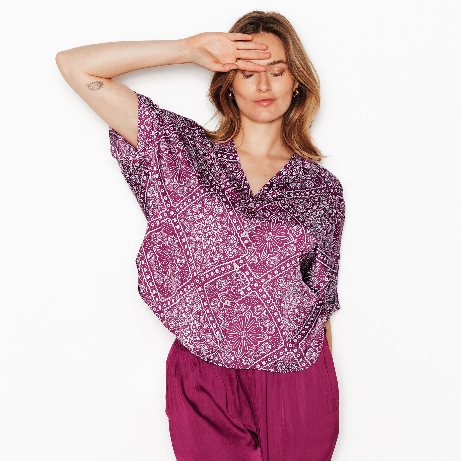 GIRLY CHEMISE MANCHES COURTES MULTICO ROSE