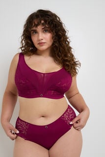 FRAN SHORTY GRANDE TAILLE DENTELLE PRUNE