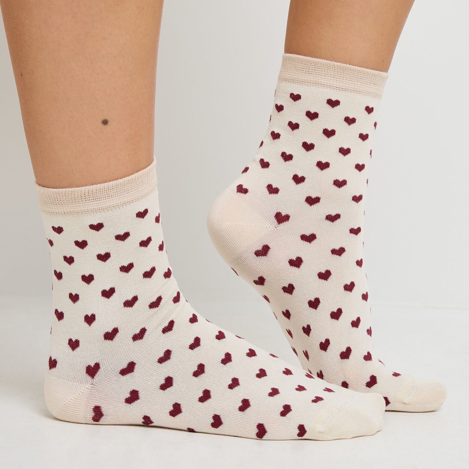 MELODIE CHAUSSETTES COEURS MULTICO BLANC