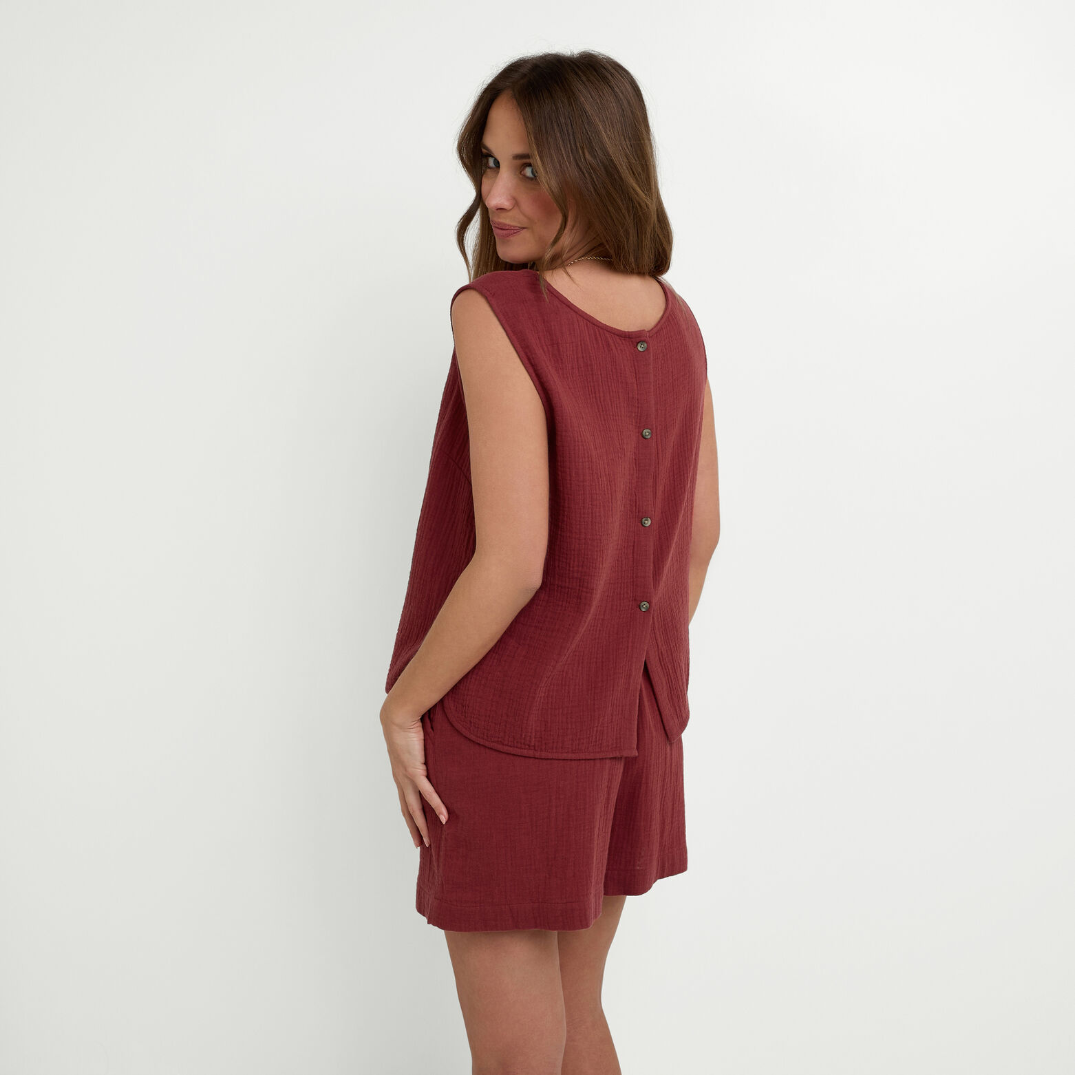GOJI Top gaze de coton BORDEAUX