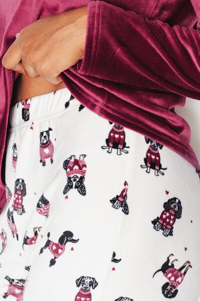 PYJAMA 2 PIECES VELOURS BORDEAUX