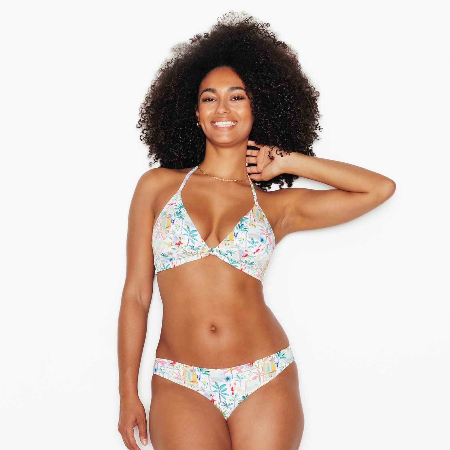 PAPAYE MAILLOT DE BAIN TRIANGLE MULTICO BLANC