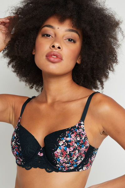 SYARA SOUTIEN-GORGE AMPLI EMBOITANT NOIR/ROSE