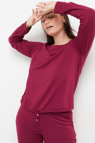 T-SHIRT MANCHES LONGUES MAILLE BORDEAUX