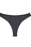 OLENA Tanga microfibre et tulle NOIR