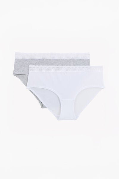 LOT DE 2 SHORTYS COTON MULTICO BLANC
