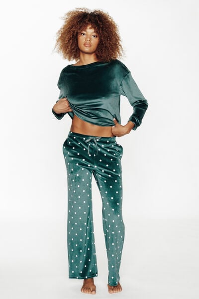 FLUFFY PANTALON DE PYJAMA VELOURS MULTICO VERT