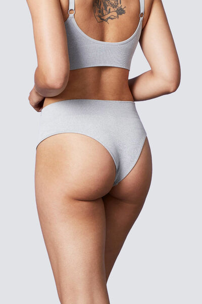 TANGA TAILLE HAUTE SANS COUTURE GRIS