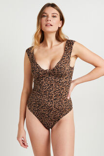 MAMBO MAILLOT DE BAIN 1 PIECE PLUNGE MULTICO MARRON