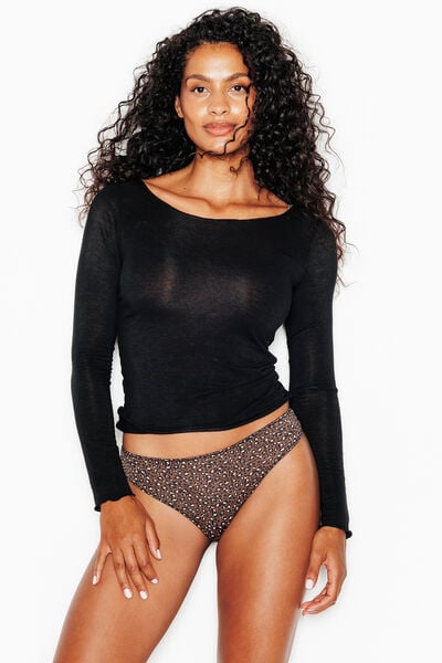 BEE CULOTTE MICROFIBRE ET DENTELLE MULTICO NOIR