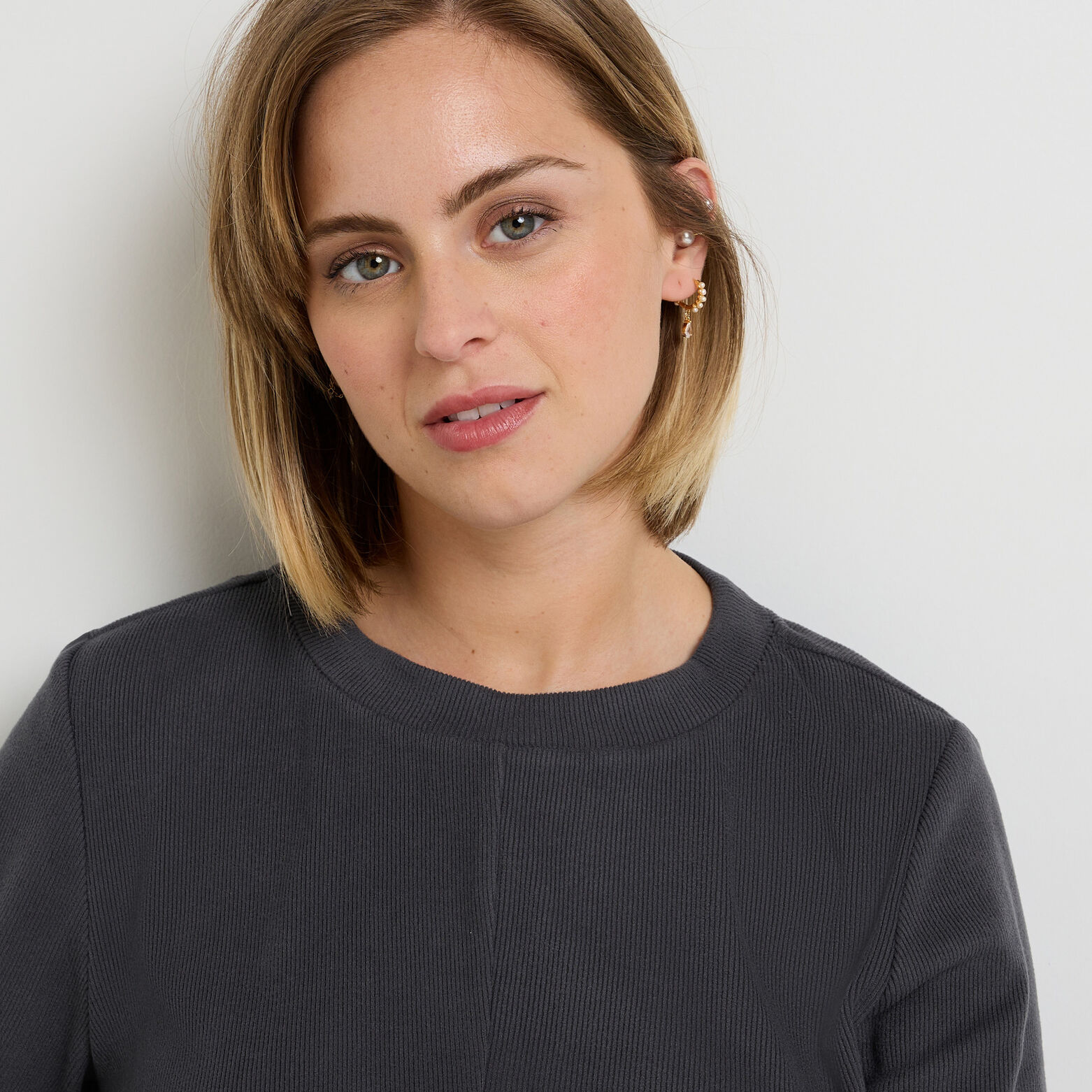 FLOREAL TEE SHIRT MANCHES LONGUES  ANTHRACITE