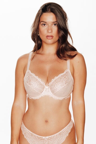 DENTELLE SOUTIEN-GORGE EMBOITANT DENTELLE POUDRE