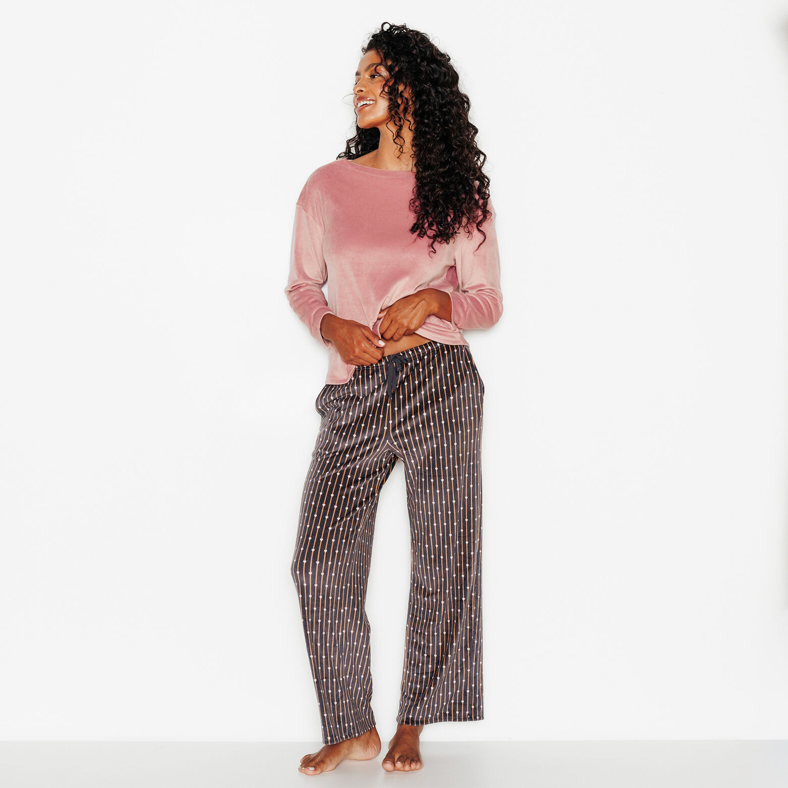 FLUFFY PANTALON DE PYJAMA VELOURS MULTICO GRIS