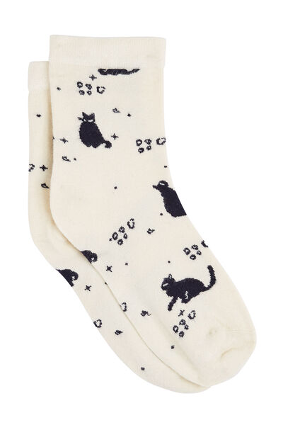 CHAUSSETTES CHATS MULTICO BLANC