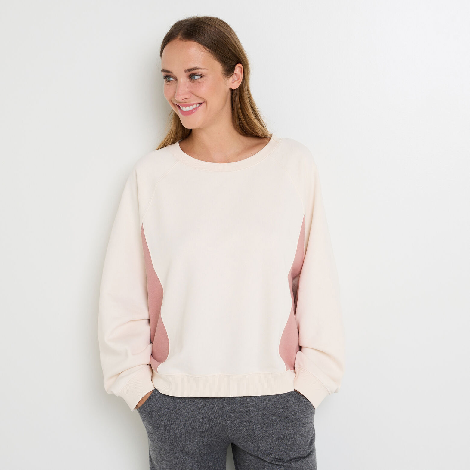 FRENCH SWEAT MANCHES LONGUES  ECRU