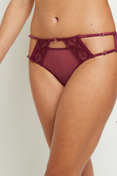 SHORTY TULLE BRODE BORDEAUX