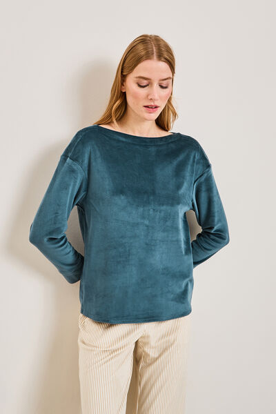 FLUFFY TEE-SHIRT MANCHES LONGUES PETROLE