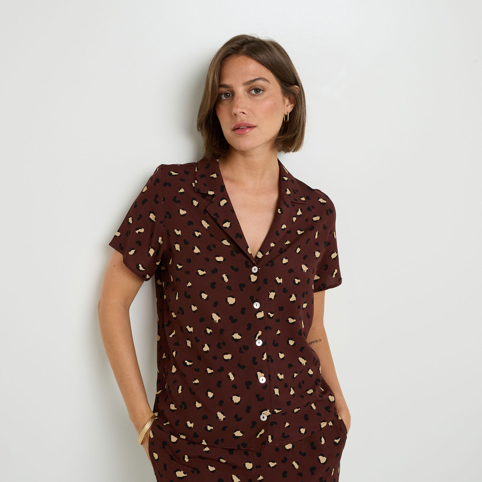 HAYA CHEMISE MANCHES COURTES MULTICO MARRON