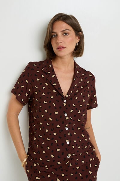 CHEMISE MANCHES COURTES MULTICO MARRON