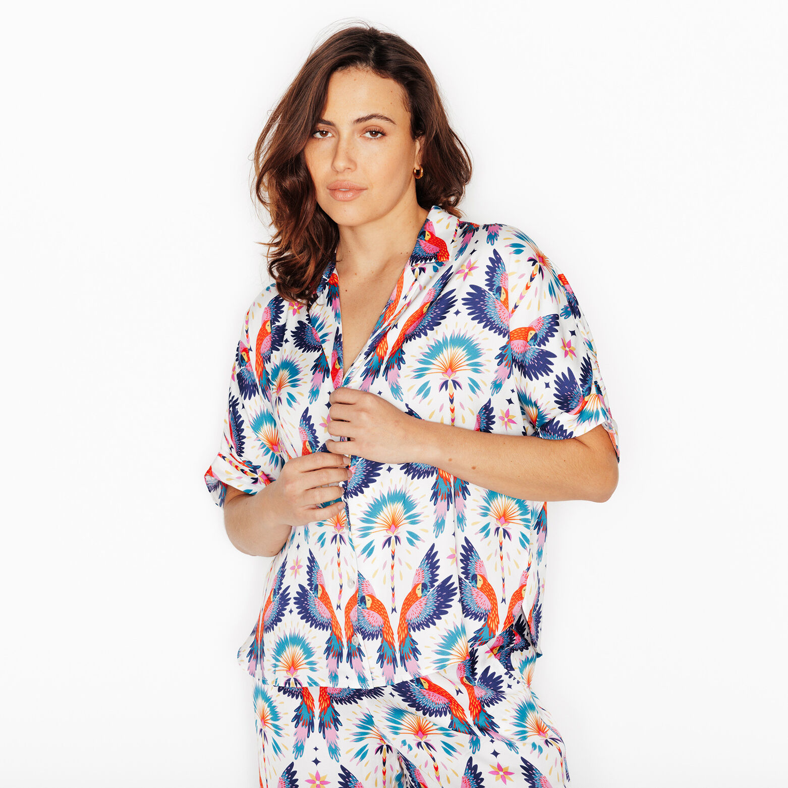 GIRLY CHEMISE MANCHES COURTES MULTICO BLANC