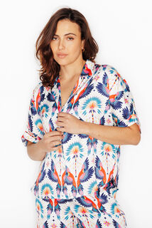 GIRLY CHEMISE MANCHES COURTES MULTICO BLANC