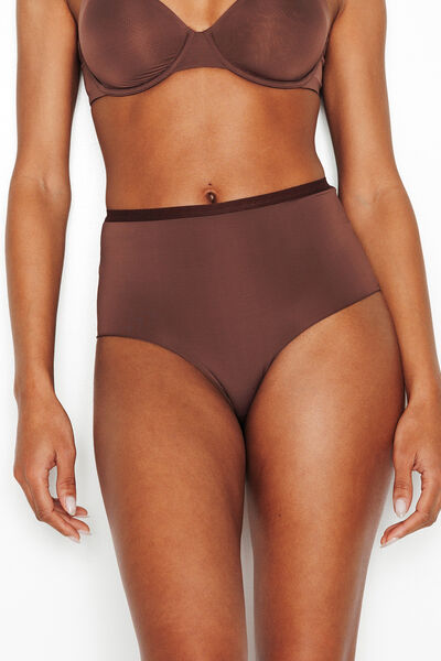 CULOTTE TAILLE HAUTE MICROFIBRE MARRON