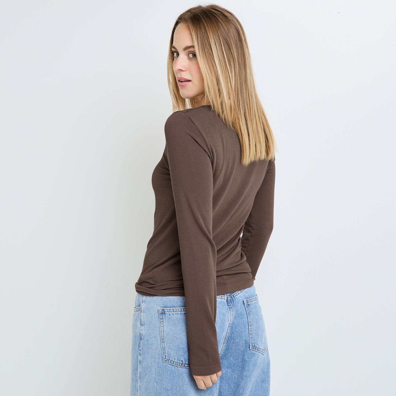 HIBISCUS TEE-SHIRT MANCHES LONGUES MARRON