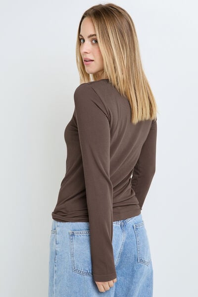 TEE-SHIRT MANCHES LONGUES MARRON