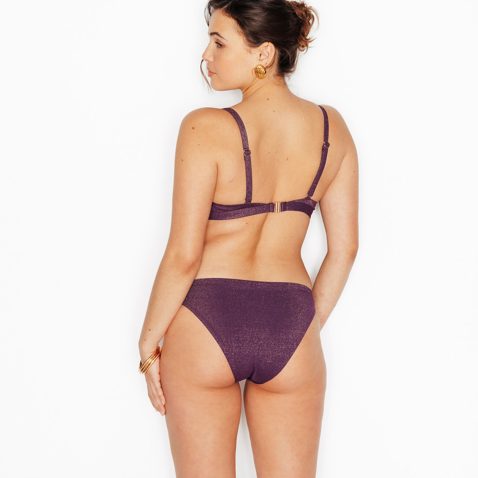 NESS Maillot de bain culotte midi PRUNE