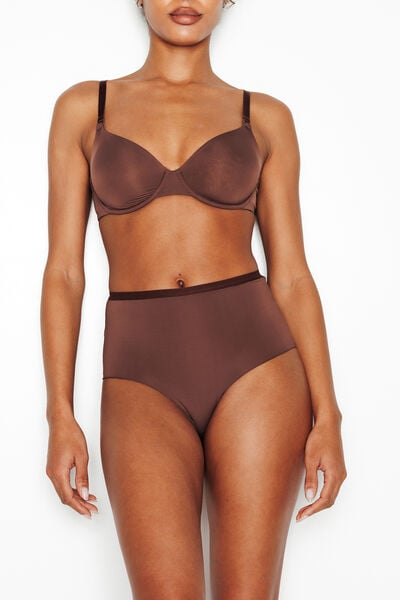 CULOTTE TAILLE HAUTE MICROFIBRE MARRON