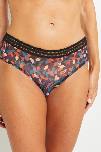 SHORTY TULLE BRODE NOIR/ROSE