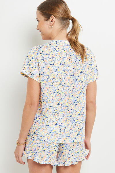 BEACH CHEMISE IMPRIME MULTICO BLEU