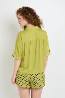 HALLY Chemise manches courtes satin VERT