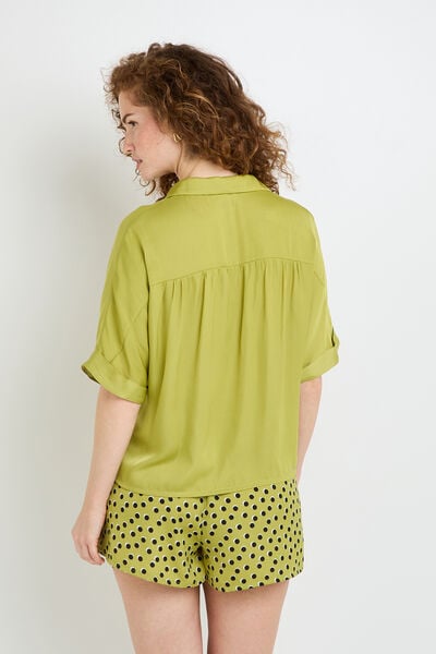 Chemise manches courtes satin VERT