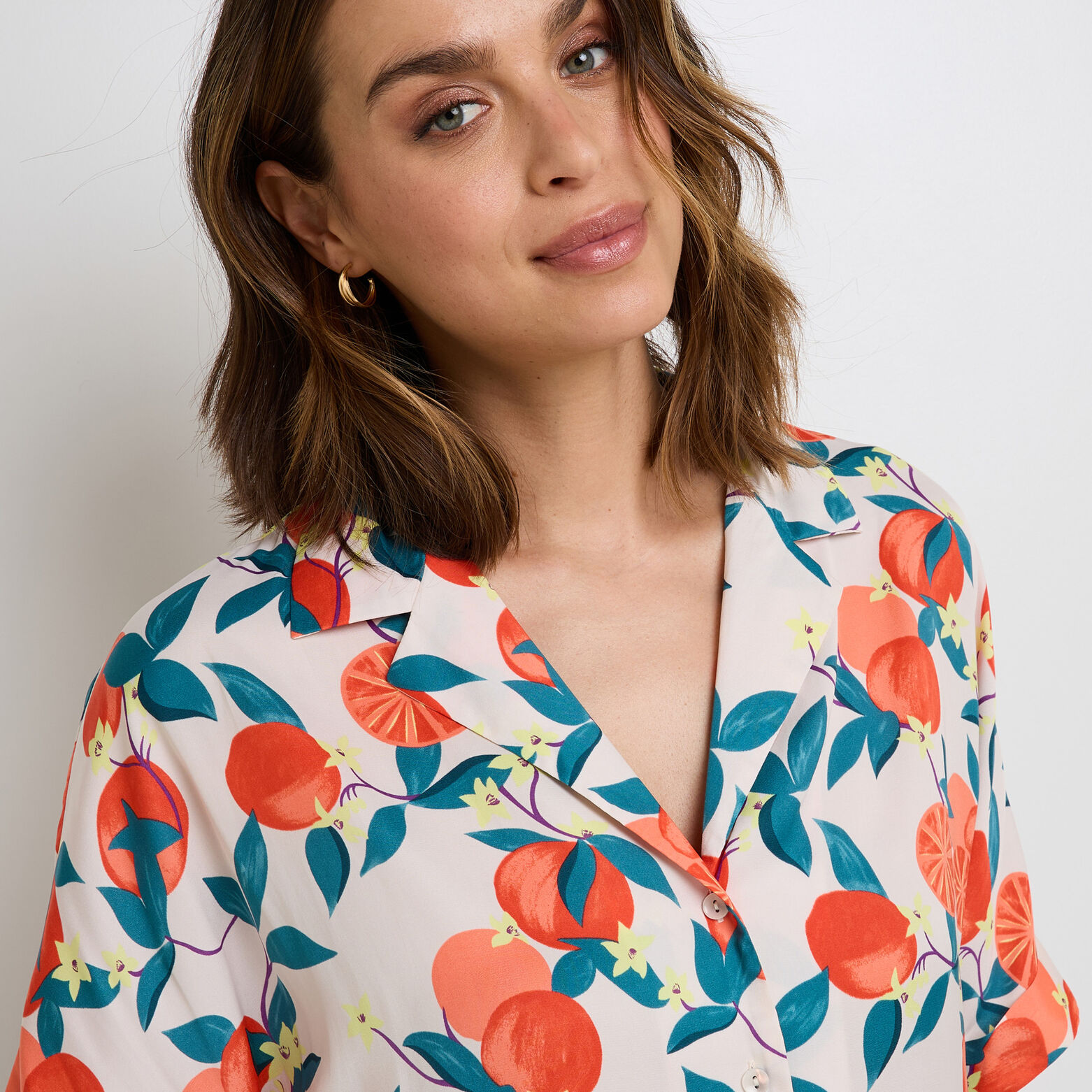 GIRLY CHEMISE MANCHES COURTES MULTICO ORANGE