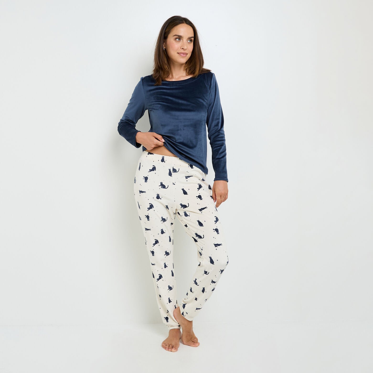 HOANI PYJAMA 2 PIECES VELOURS ANTHRACITE