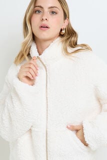 FLORAL VESTE FOURRURE ECRU