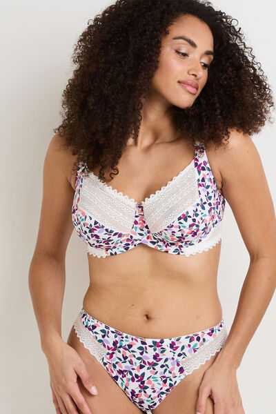SOUTIEN-GORGE EMBOITANT GRANDE TAILLE MICROF MULTICO BLANC