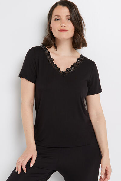 SYARA TEE SHIRT MANCHES COURTES NOIR