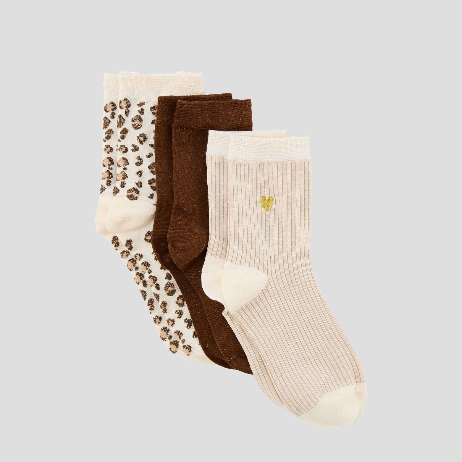 ANTIGUA LOT DE 3 PAIRES DE CHAUSSETTES MULTICO MARRON