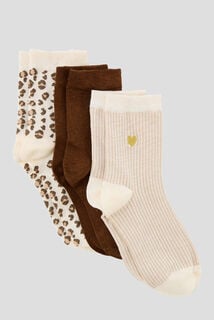 ANTIGUA LOT DE 3 PAIRES DE CHAUSSETTES MULTICO MARRON