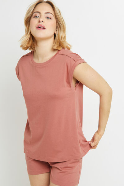 TEE SHIRT MANCHES COURTES COTON ROSE
