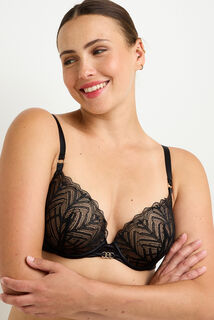 FEMME SOUTIEN-GORGE AMPLIFORME PUSH-UP DENTELLE NOIR