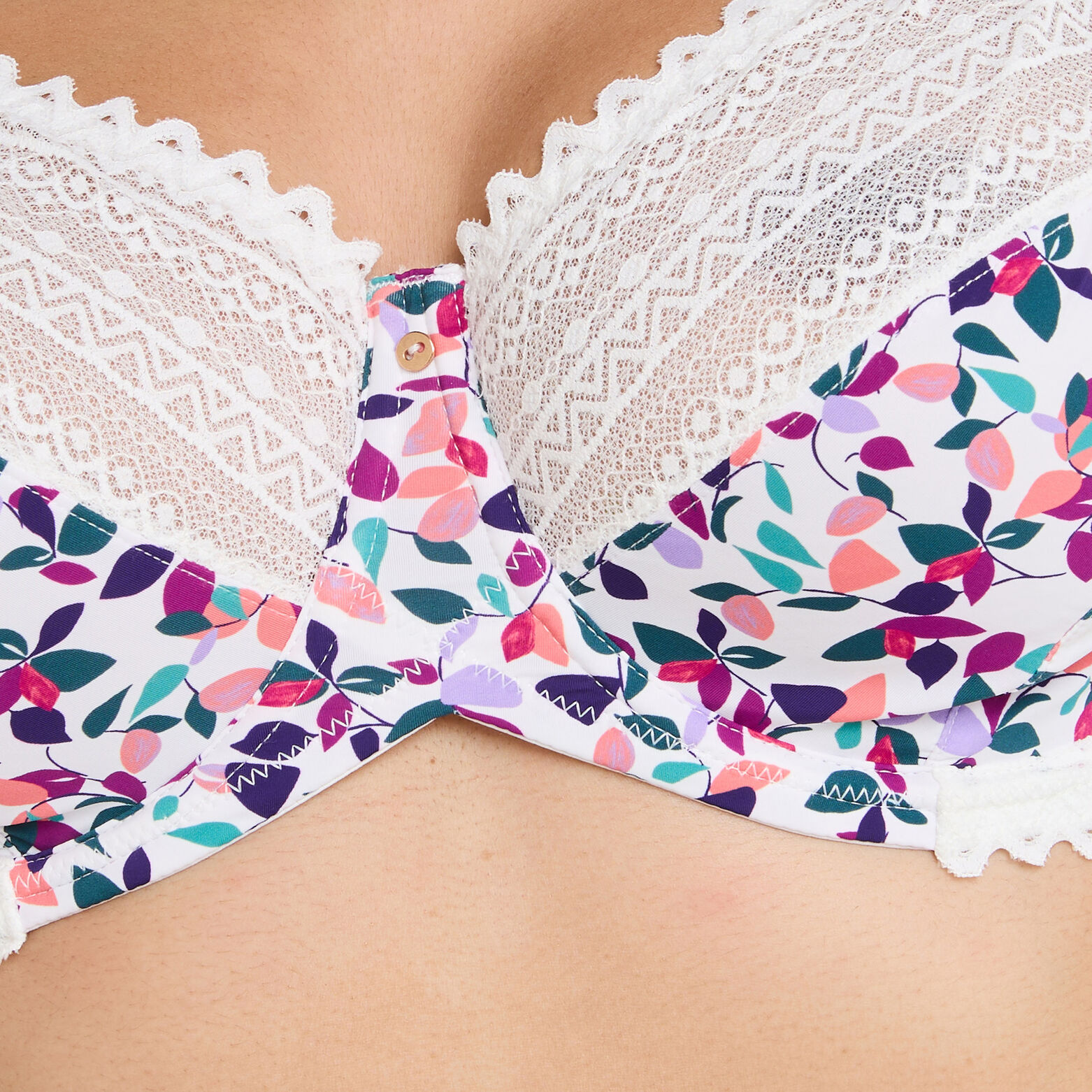 DOUCE SOUTIEN-GORGE EMBOITANT GRANDE TAILLE MICROF MULTICO BLANC