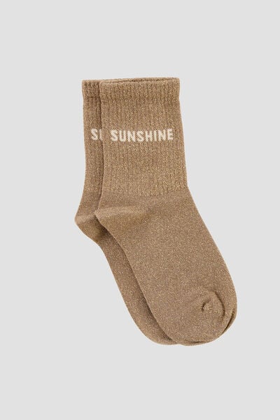 PAIRE DE CHAUSSETTES LUREX MARRON