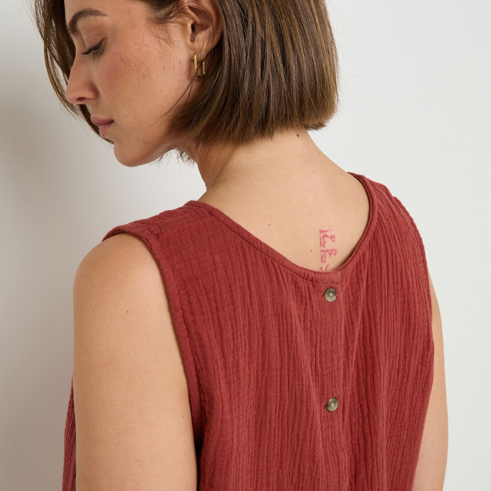 GOJI Top gaze de coton BORDEAUX