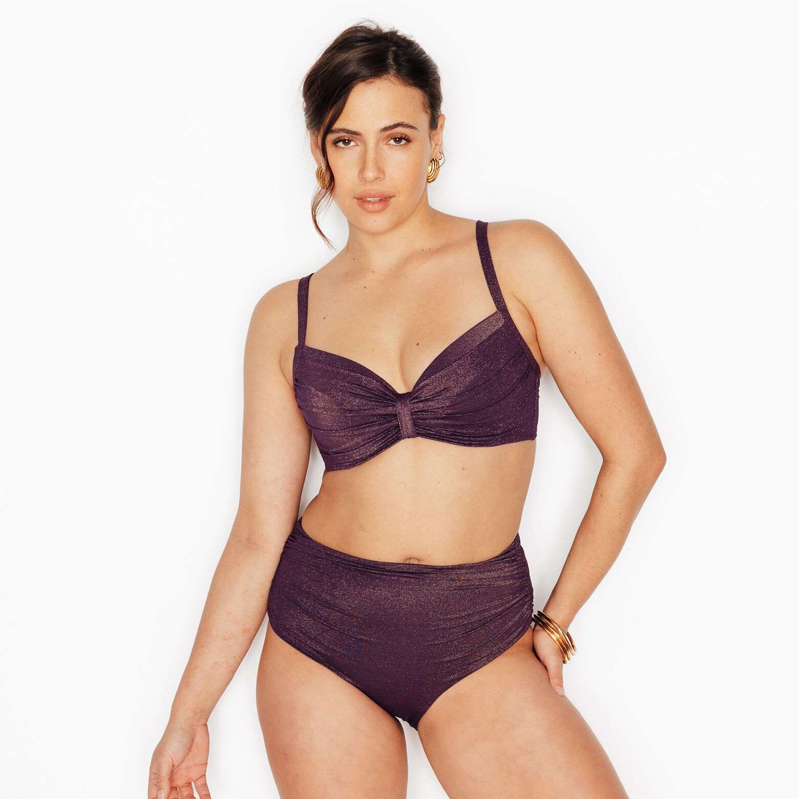NESS Maillot de bain culotte haute PRUNE