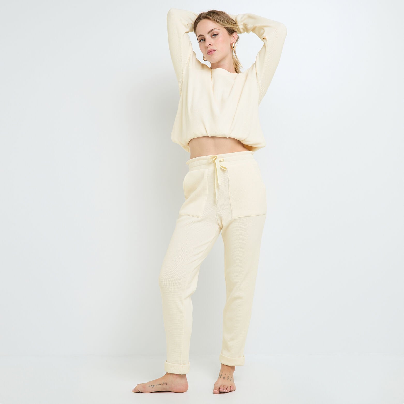 FAIENCE PANTALON DE PYJAMA ECRU