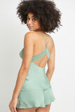 BASIL TOP DENTELLE ET SATIN MAT Vert clair